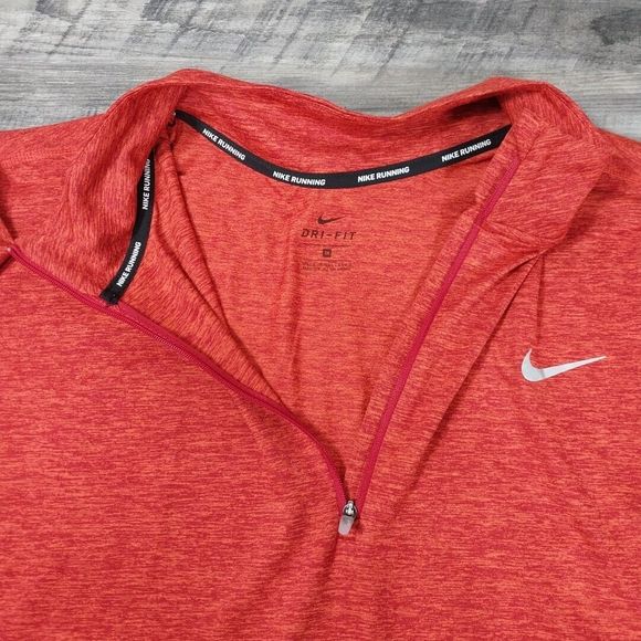Nike Dri Fit Long Sleeve  Shirt Size 2XL Quarter Zip Red Running Pullover Light - Picture 8 of 10